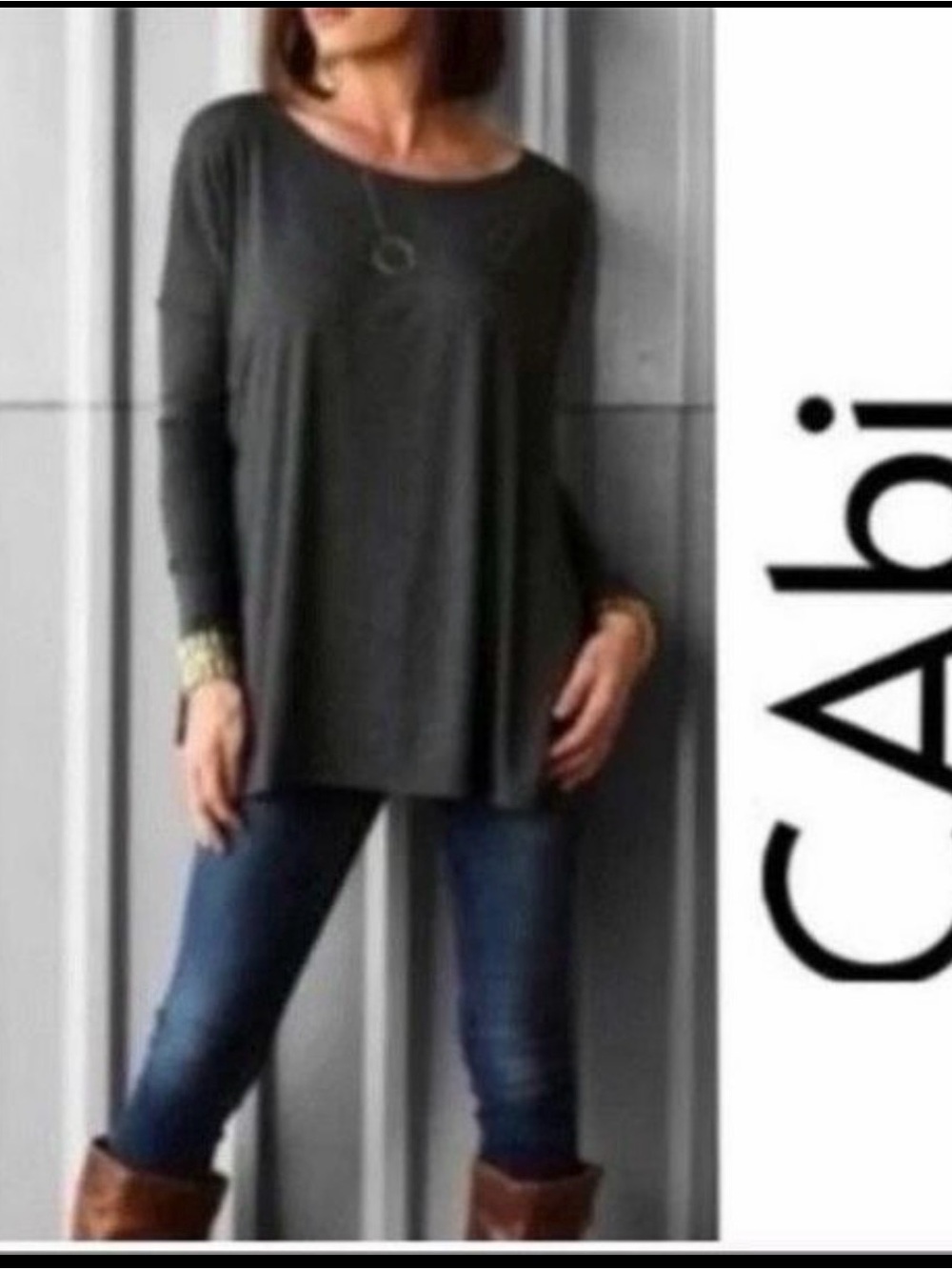 NWOT CAbi Heather Gray Long-Sleeve Knit Top